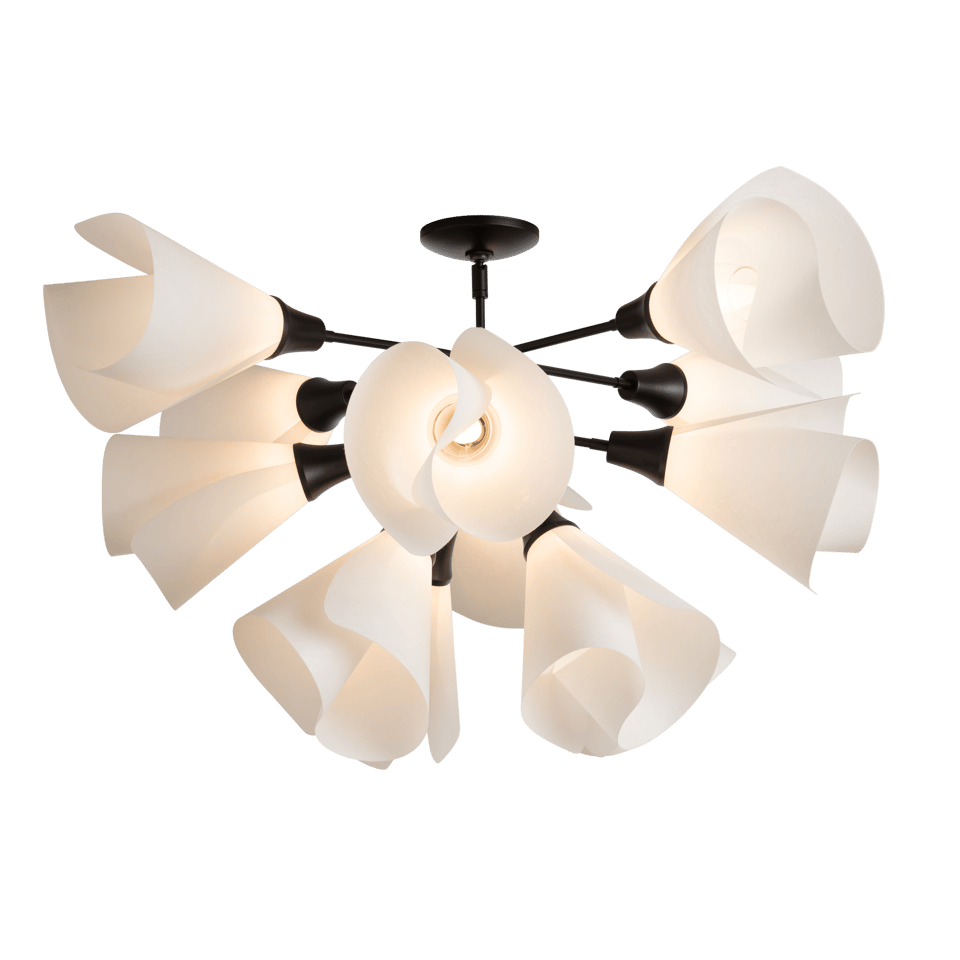 Mobius 12-Light Semi-Flush Fixture by Hubbardton Forge with Frosted Glass Shade and Dimmable Design