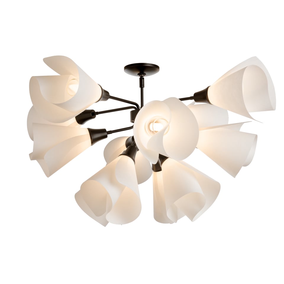 Mobius 12-Light Semi-Flush Fixture by Hubbardton Forge with Frosted Glass Shade and Dimmable Design