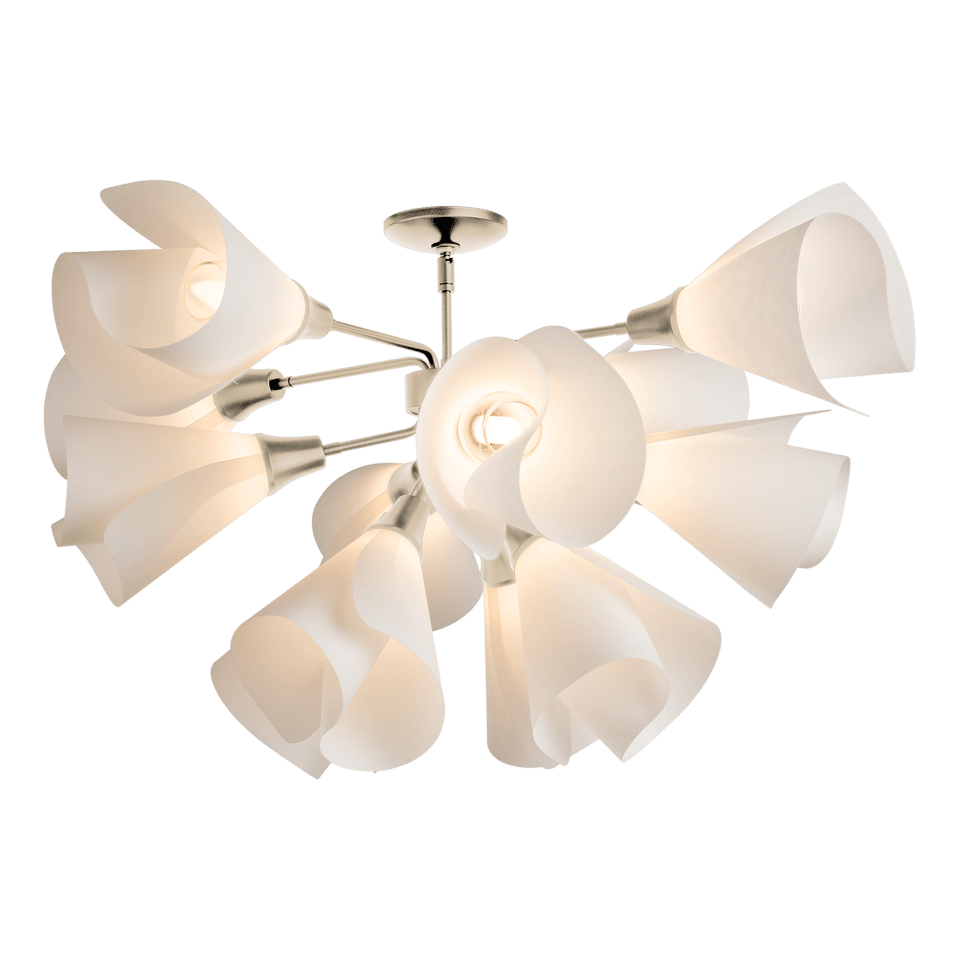 Mobius 12-Light Semi-Flush Fixture by Hubbardton Forge with Frosted Glass Shade and Dimmable Design