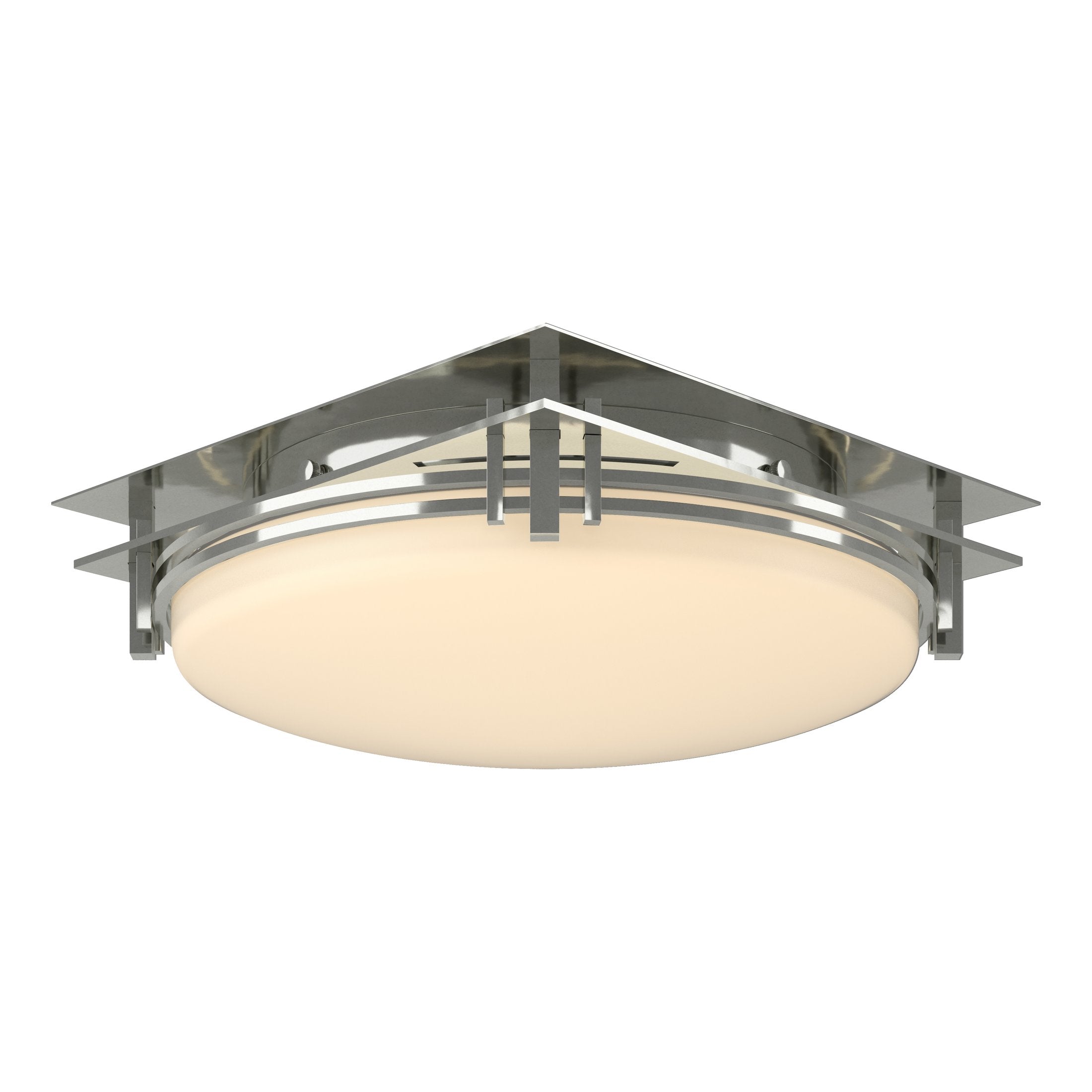 Banded Semi-Flush Ceiling Light by Hubbardton Forge, Dimmable, Opal Glass, Various Finishes, 2-Bulb