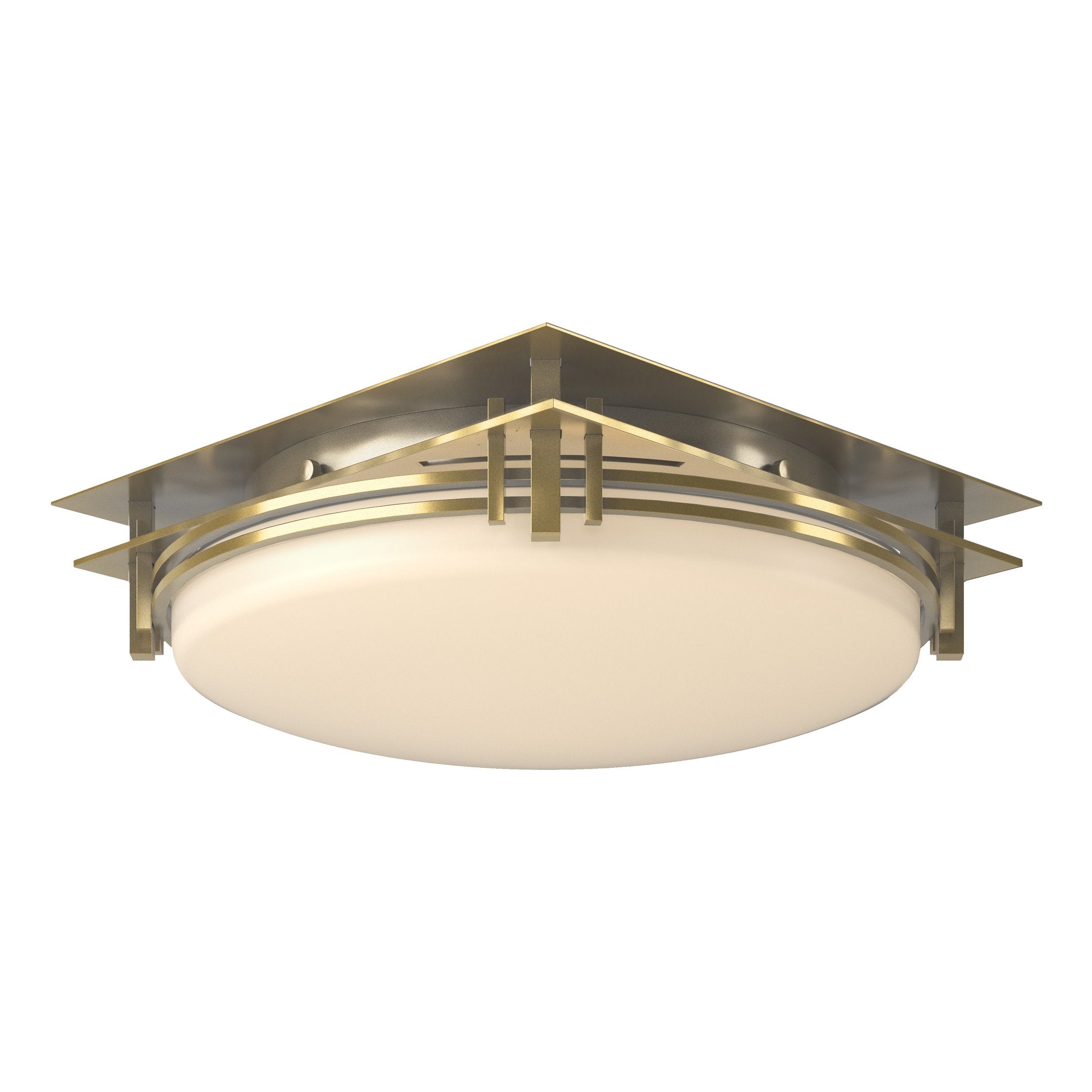 Banded Semi-Flush Ceiling Light by Hubbardton Forge, Dimmable, Opal Glass, Various Finishes, 2-Bulb