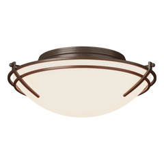 Hubbardton Forge Presidio Tryne Flush Mount, Opal Glass Shade, Dimmable, 3 Bulb, Various Finishes