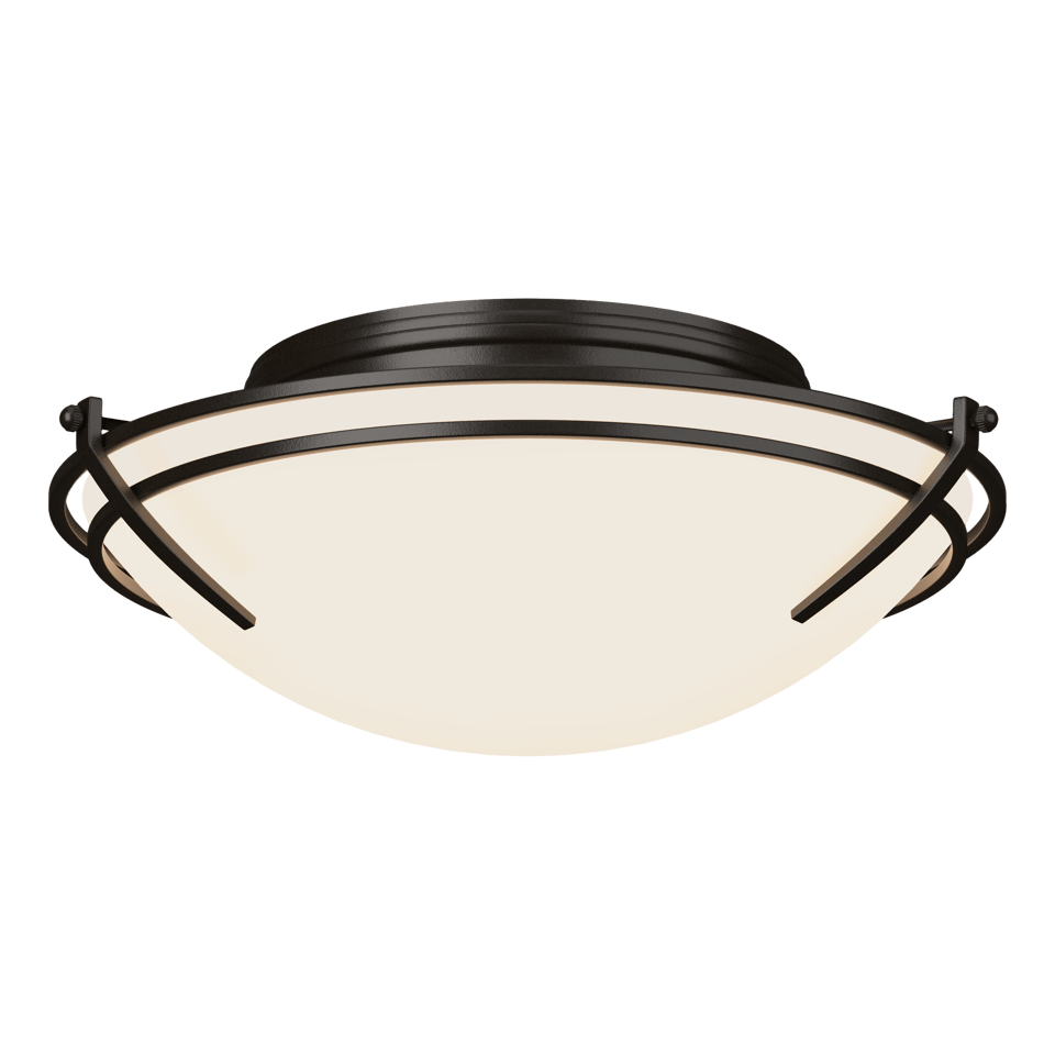 Hubbardton Forge Presidio Tryne Flush Mount, Opal Glass Shade, Dimmable, 3 Bulb, Various Finishes