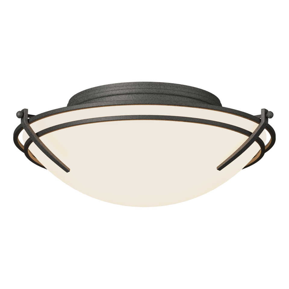 Hubbardton Forge Presidio Tryne Flush Mount, Opal Glass Shade, Dimmable, 3 Bulb, Various Finishes