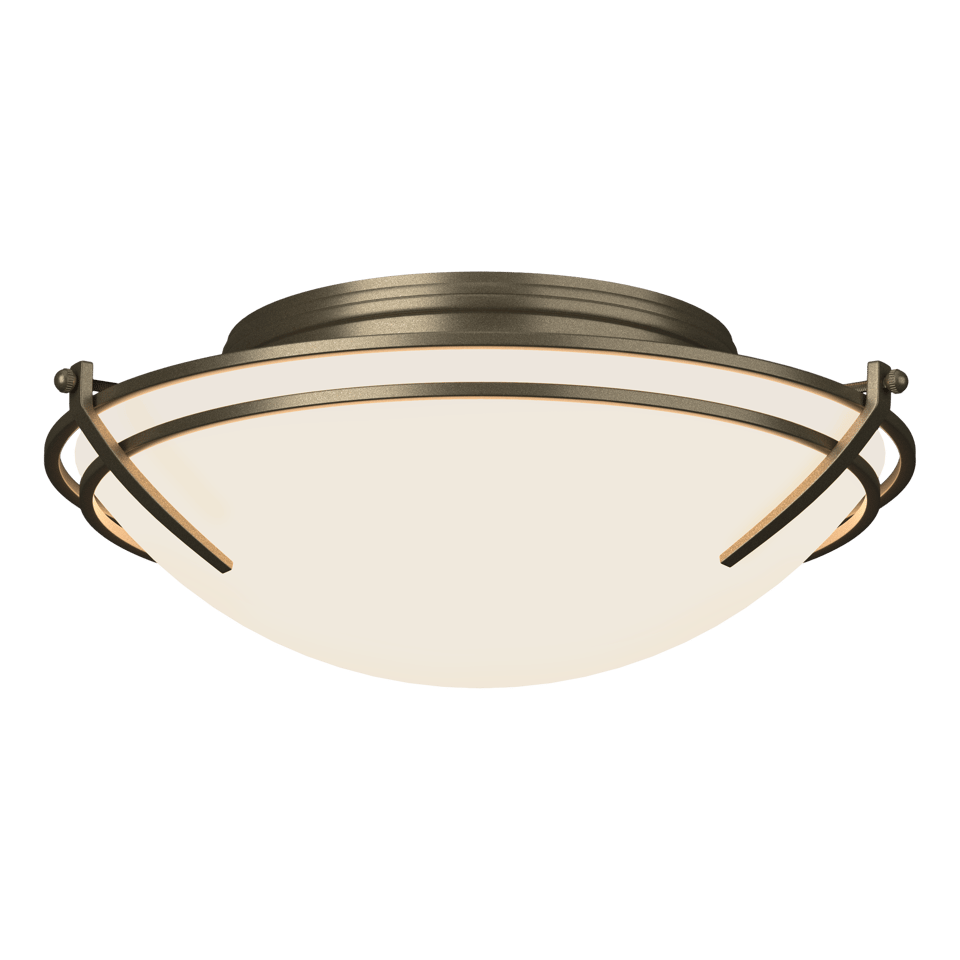 Hubbardton Forge Presidio Tryne Flush Mount, Opal Glass Shade, Dimmable, 3 Bulb, Various Finishes