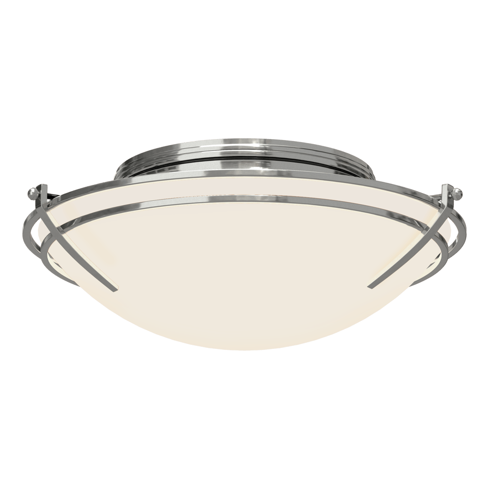 Hubbardton Forge Presidio Tryne Flush Mount, Opal Glass Shade, Dimmable, 3 Bulb, Various Finishes