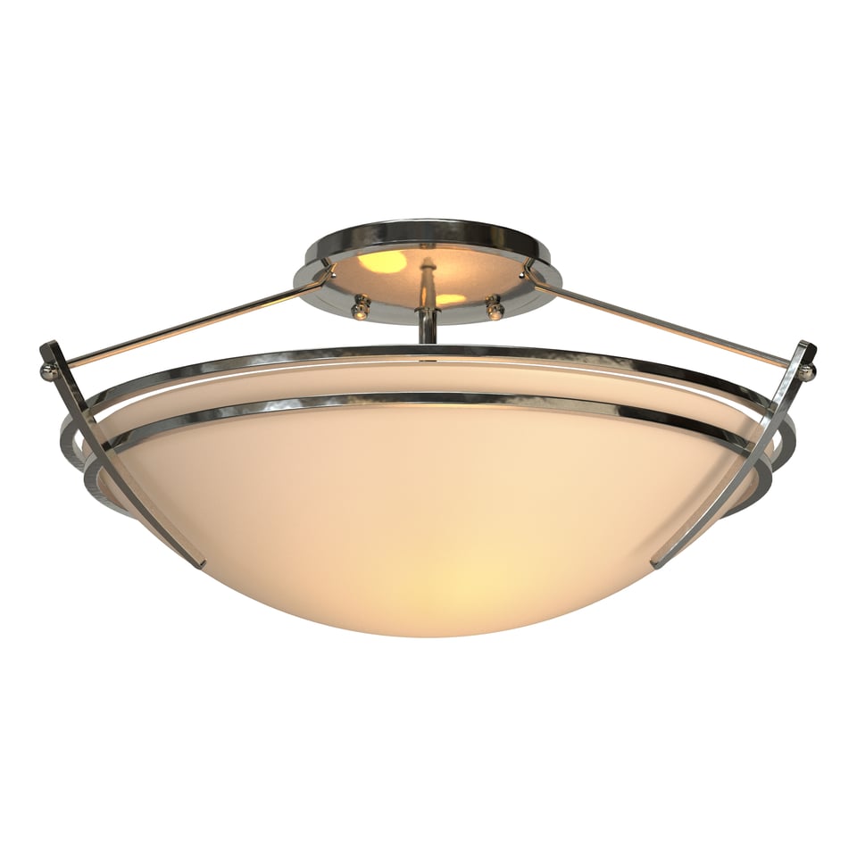 Hubbardton Forge Presidio Tryne 2-Bulb Dimmable Small Semi-Flush Light Fixture in Opal Glass