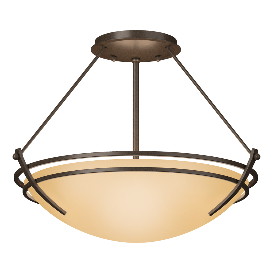 Hubbardton Forge Presidio Tryne 2-Light Semi-Flush Mount - Dimmable, Multiple Finish Options, Artisan Crafted