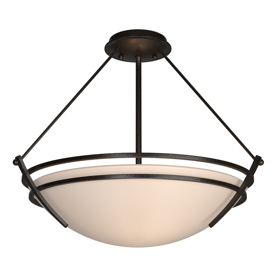 Hubbardton Forge Presidio Tryne Semi-Flush Fixture, Handcrafted, Dimmable, 3-Bulb, Vermont Made