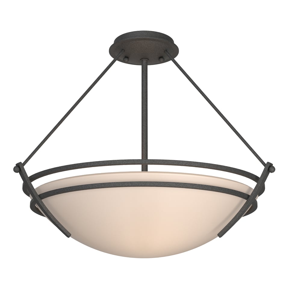 Hubbardton Forge Presidio Tryne Semi-Flush Fixture, Handcrafted, Dimmable, 3-Bulb, Vermont Made