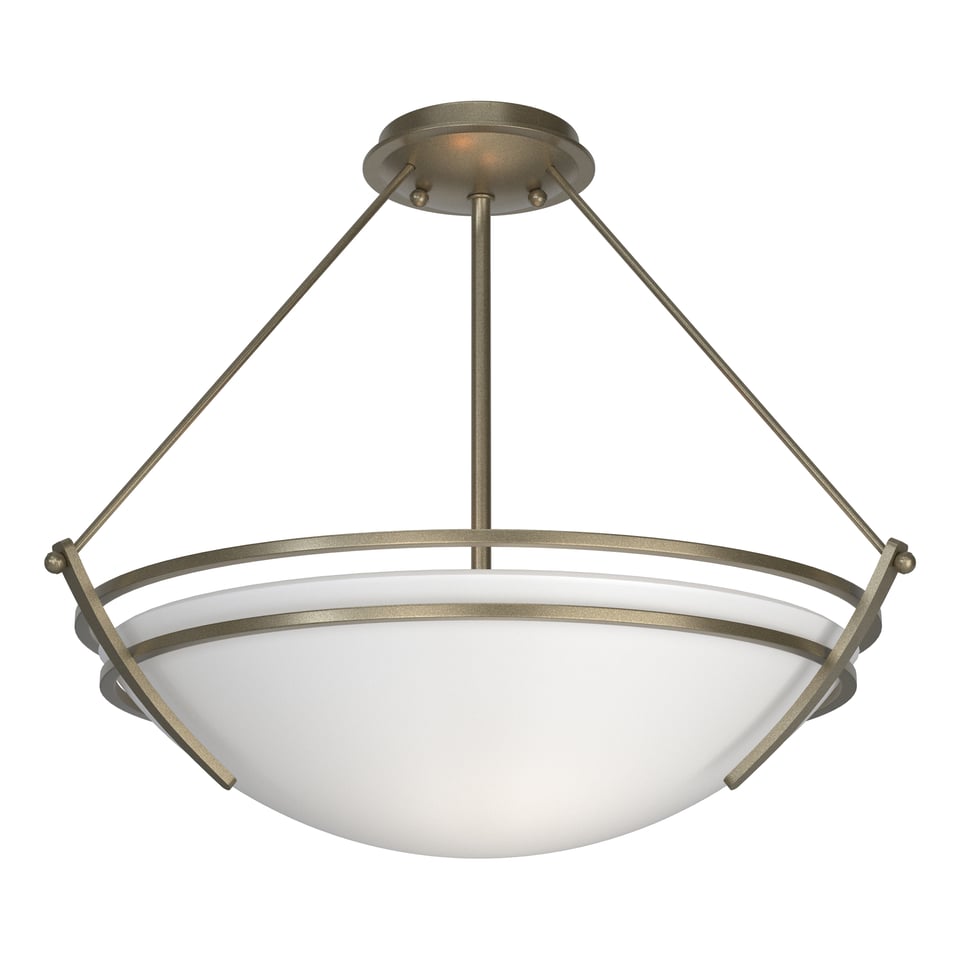 Hubbardton Forge Presidio Tryne Semi-Flush Fixture, Handcrafted, Dimmable, 3-Bulb, Vermont Made