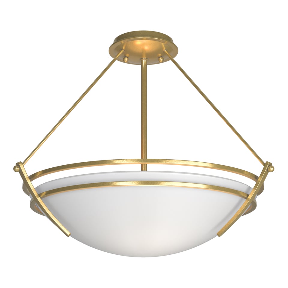 Hubbardton Forge Presidio Tryne Semi-Flush Fixture, Handcrafted, Dimmable, 3-Bulb, Vermont Made