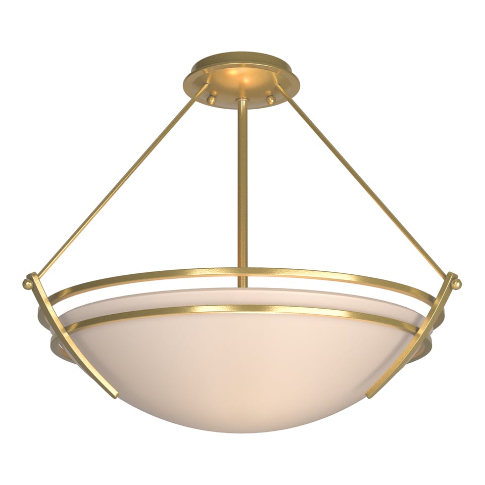 Hubbardton Forge Presidio Tryne Semi-Flush Fixture, Handcrafted, Dimmable, 3-Bulb, Vermont Made