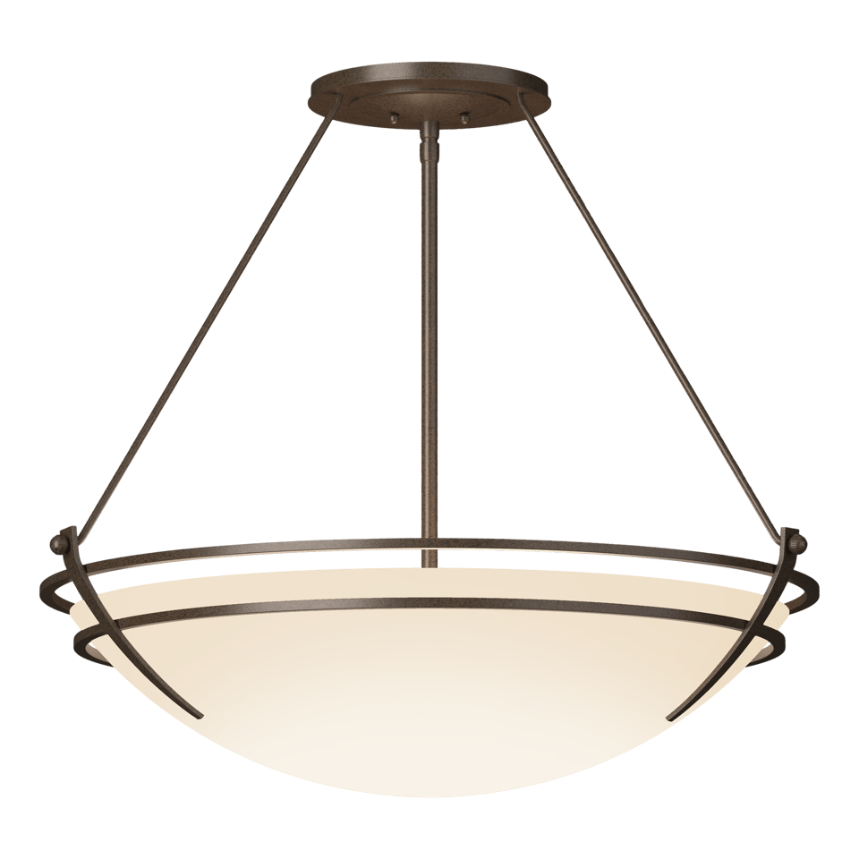 Hubbardton Forge Presidio Tryne Large Semi-Flush Fixture, Handcrafted Steel & Glass, 100W, 28.6" Diameter