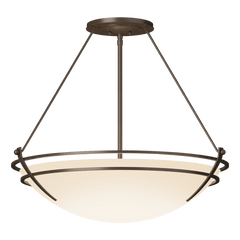 Hubbardton Forge Presidio Tryne Large Semi-Flush Fixture, Handcrafted Steel & Glass, 100W, 28.6" Diameter