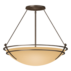 Hubbardton Forge Presidio Tryne Large Semi-Flush Fixture, Handcrafted Steel & Glass, 100W, 28.6" Diameter