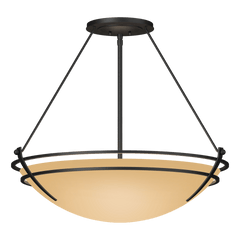 Hubbardton Forge Presidio Tryne Large Semi-Flush Fixture, Handcrafted Steel & Glass, 100W, 28.6" Diameter