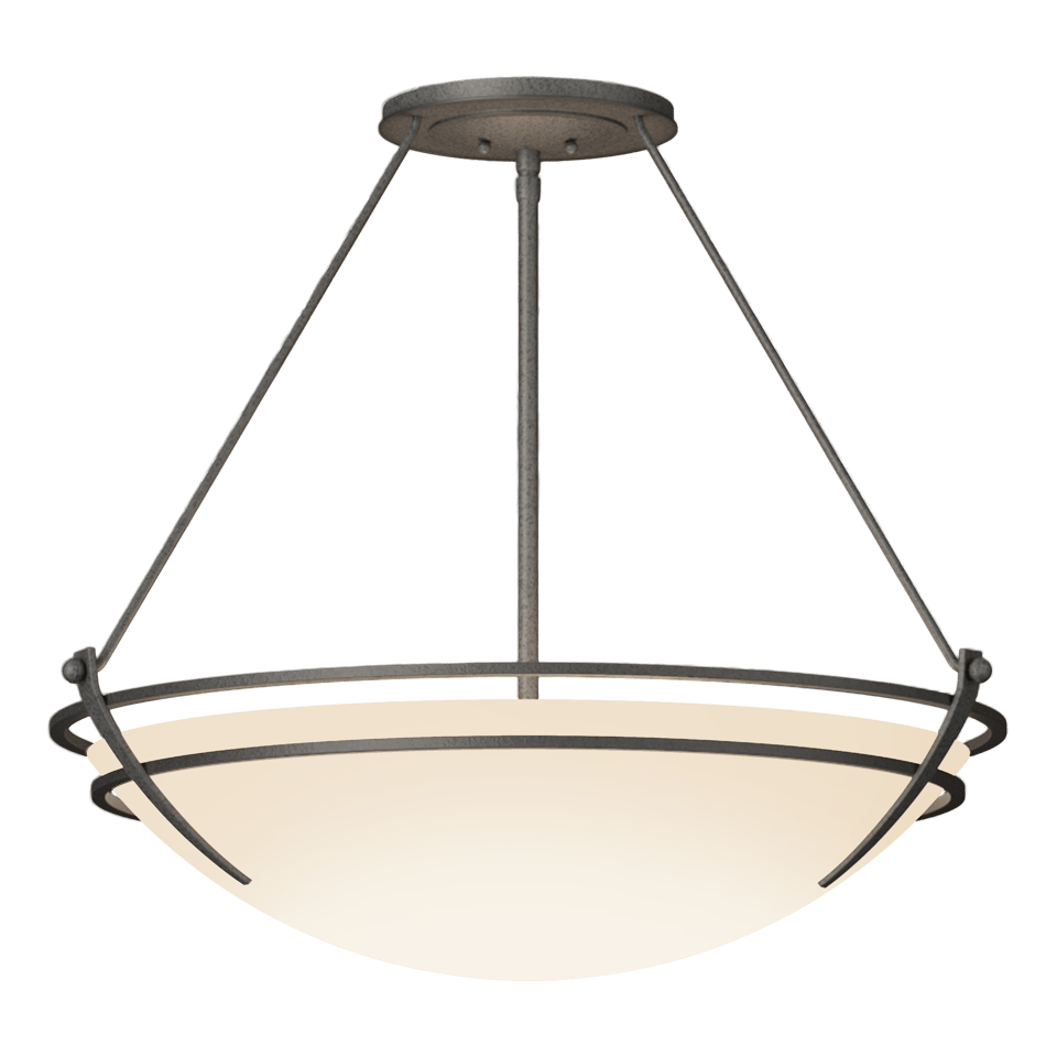 Hubbardton Forge Presidio Tryne Large Semi-Flush Fixture, Handcrafted Steel & Glass, 100W, 28.6" Diameter