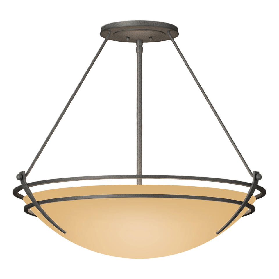 Hubbardton Forge Presidio Tryne Large Semi-Flush Fixture, Handcrafted Steel & Glass, 100W, 28.6" Diameter