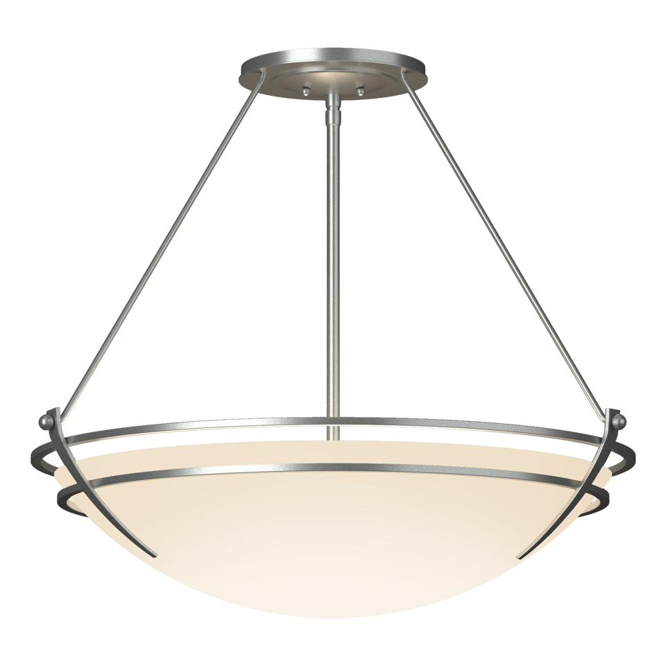 Hubbardton Forge Presidio Tryne Large Semi-Flush Fixture, Handcrafted Steel & Glass, 100W, 28.6" Diameter