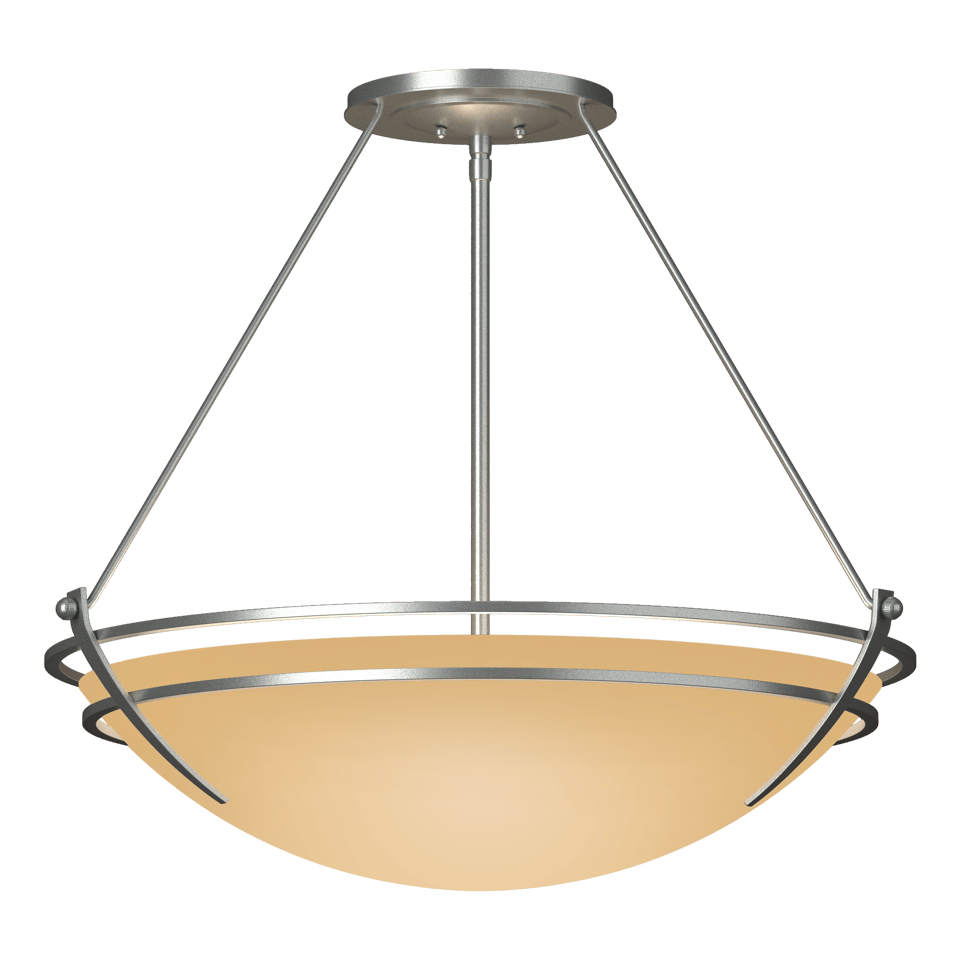 Hubbardton Forge Presidio Tryne Large Semi-Flush Fixture, Handcrafted Steel & Glass, 100W, 28.6" Diameter