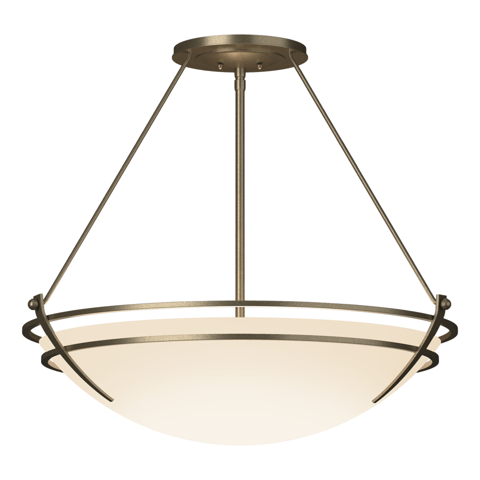 Hubbardton Forge Presidio Tryne Large Semi-Flush Fixture, Handcrafted Steel & Glass, 100W, 28.6" Diameter