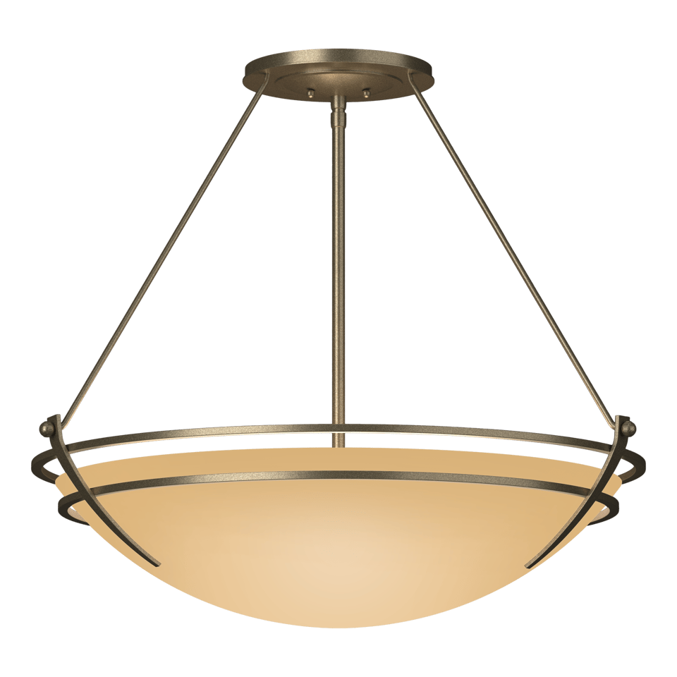 Hubbardton Forge Presidio Tryne Large Semi-Flush Fixture, Handcrafted Steel & Glass, 100W, 28.6" Diameter