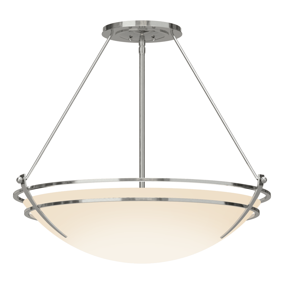 Hubbardton Forge Presidio Tryne Large Semi-Flush Fixture, Handcrafted Steel & Glass, 100W, 28.6" Diameter