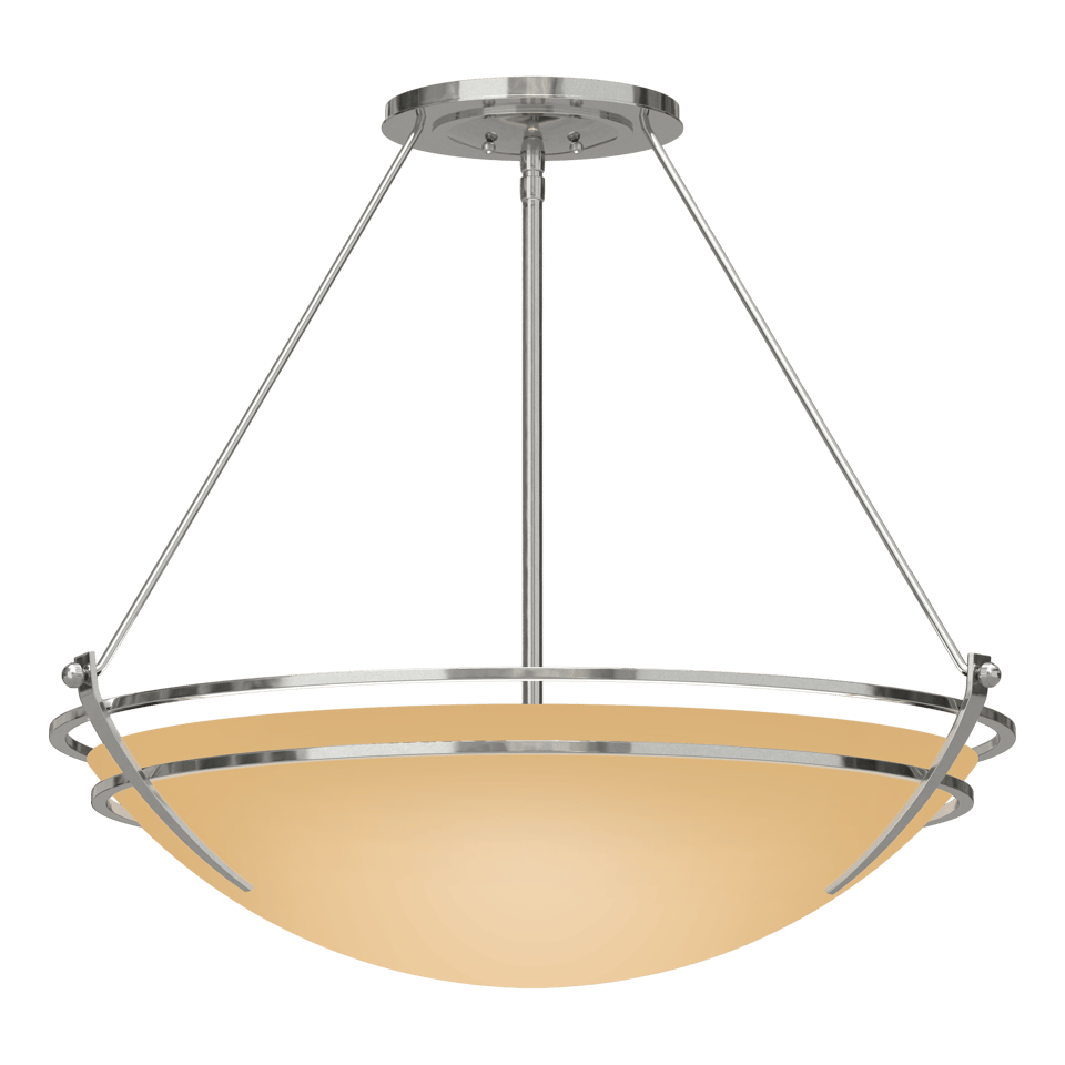 Hubbardton Forge Presidio Tryne Large Semi-Flush Fixture, Handcrafted Steel & Glass, 100W, 28.6" Diameter