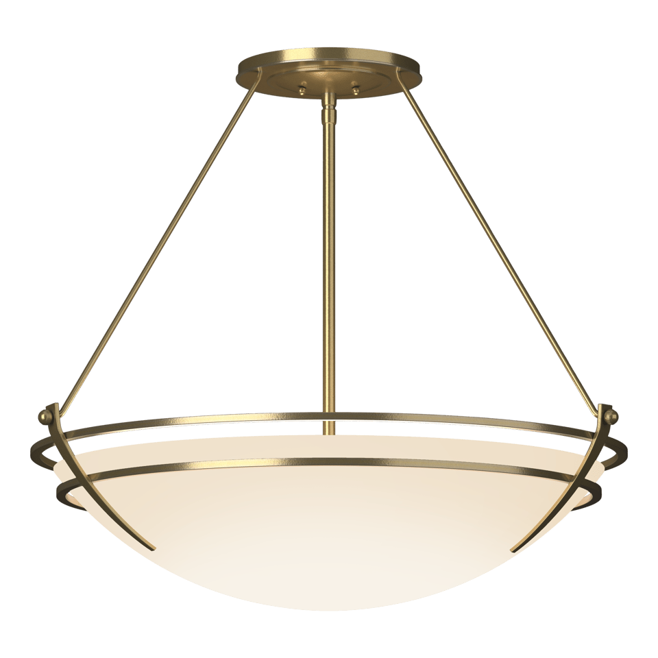 Hubbardton Forge Presidio Tryne Large Semi-Flush Fixture, Handcrafted Steel & Glass, 100W, 28.6" Diameter