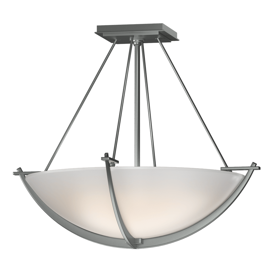 Hubbardton Forge Compass 3-Bulb Small Semi-Flush Ceiling Light with Art Glass Shade, 16" Height