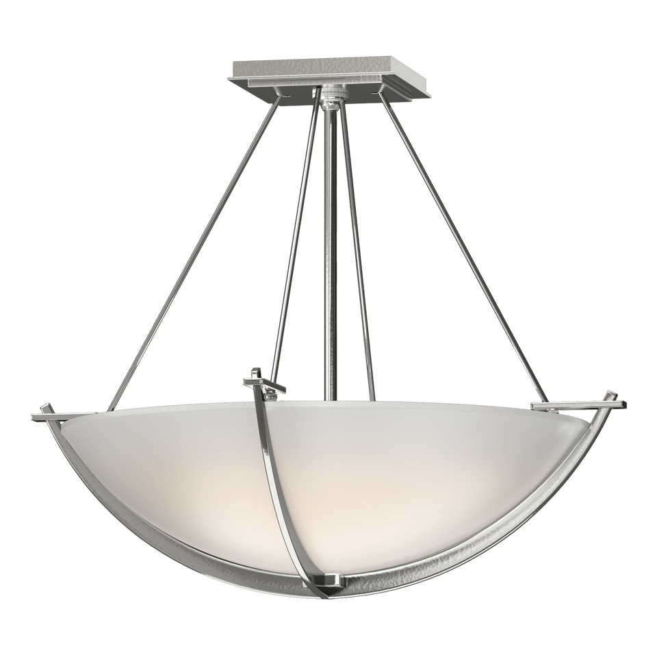 Hubbardton Forge Compass 3-Bulb Small Semi-Flush Ceiling Light with Art Glass Shade, 16" Height