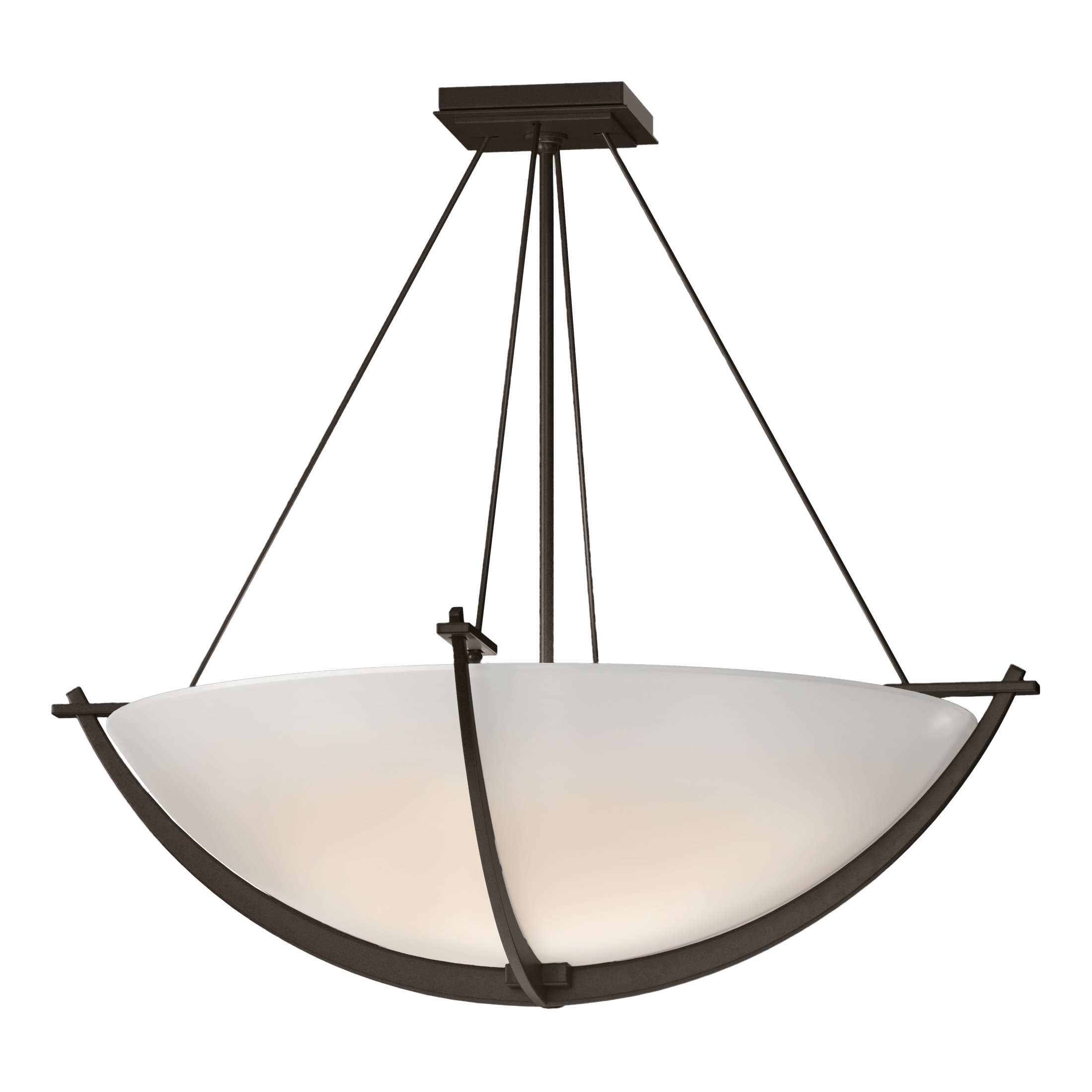 Compass Large Semi-Flush Ceiling Light by Hubbardton Forge, Dimmable, Handcrafted Glass Shade, 3 Bulb E26