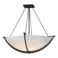 Compass Large Semi-Flush Ceiling Light by Hubbardton Forge, Dimmable, Handcrafted Glass Shade, 3 Bulb E26