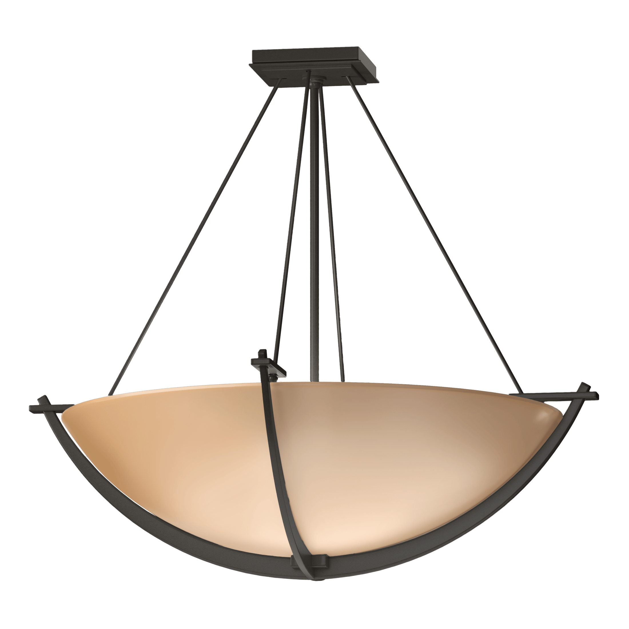 Compass Large Semi-Flush Ceiling Light by Hubbardton Forge, Dimmable, Handcrafted Glass Shade, 3 Bulb E26