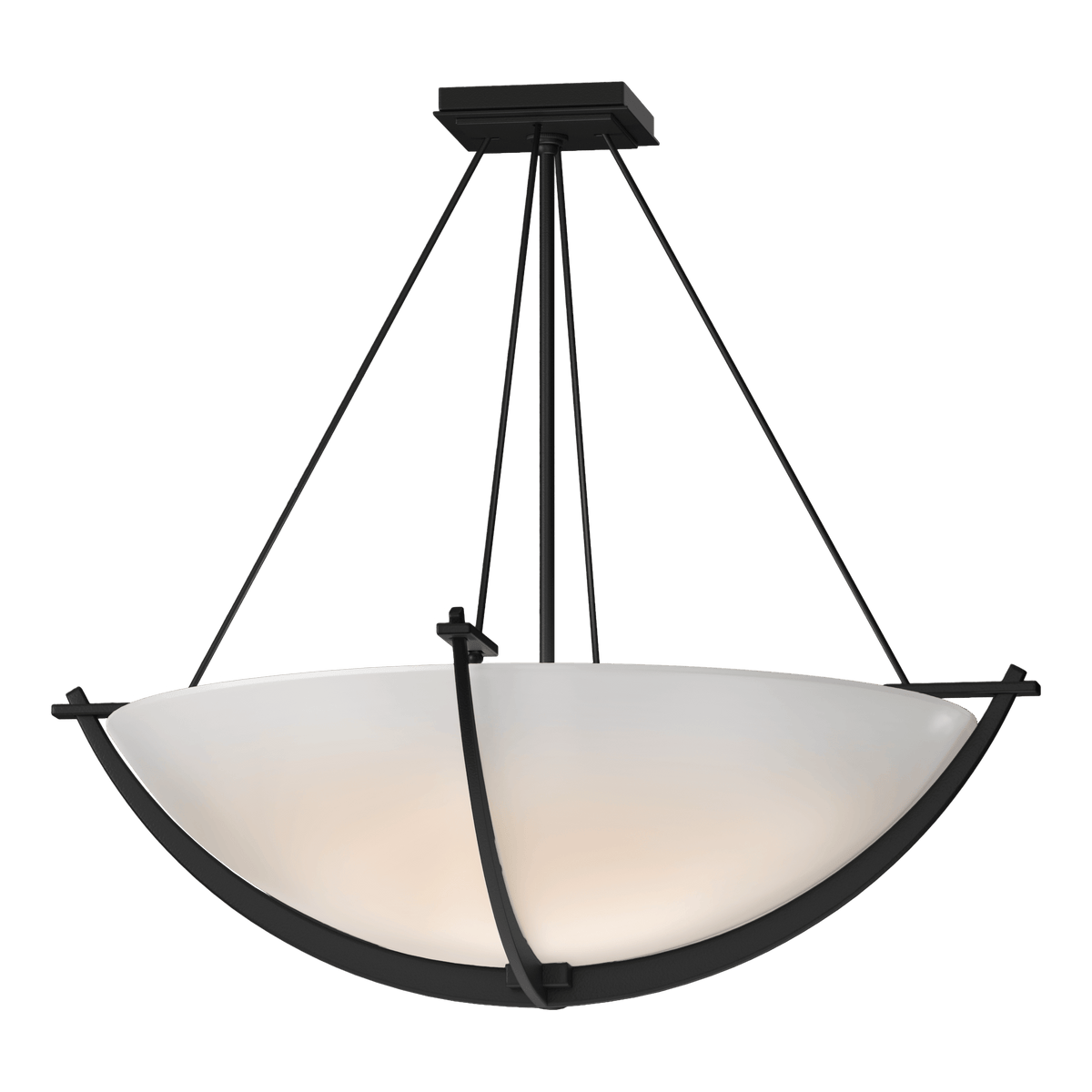 Compass Large Semi-Flush Ceiling Light by Hubbardton Forge, Dimmable, Handcrafted Glass Shade, 3 Bulb E26