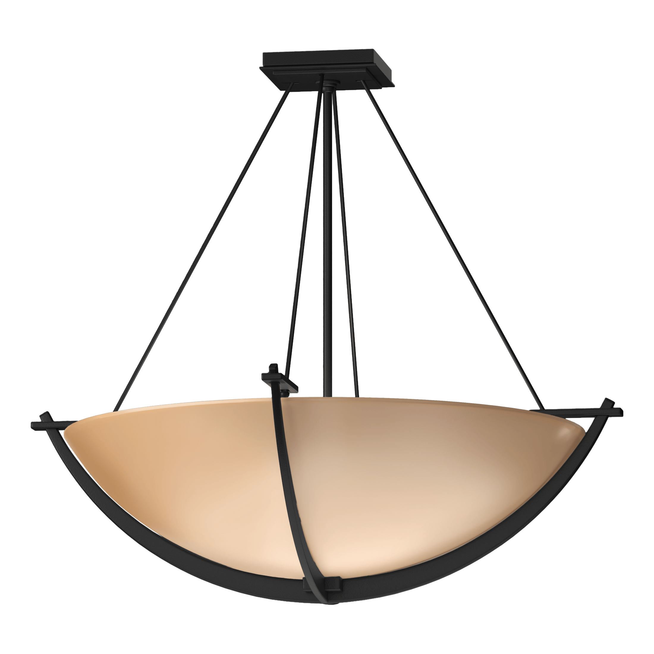 Compass Large Semi-Flush Ceiling Light by Hubbardton Forge, Dimmable, Handcrafted Glass Shade, 3 Bulb E26