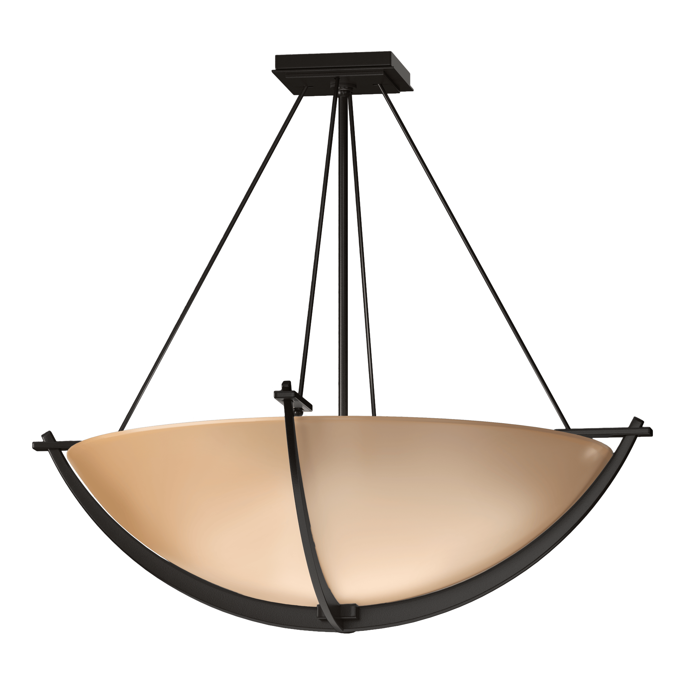 Compass Large Semi-Flush Ceiling Light by Hubbardton Forge, Dimmable, Handcrafted Glass Shade, 3 Bulb E26