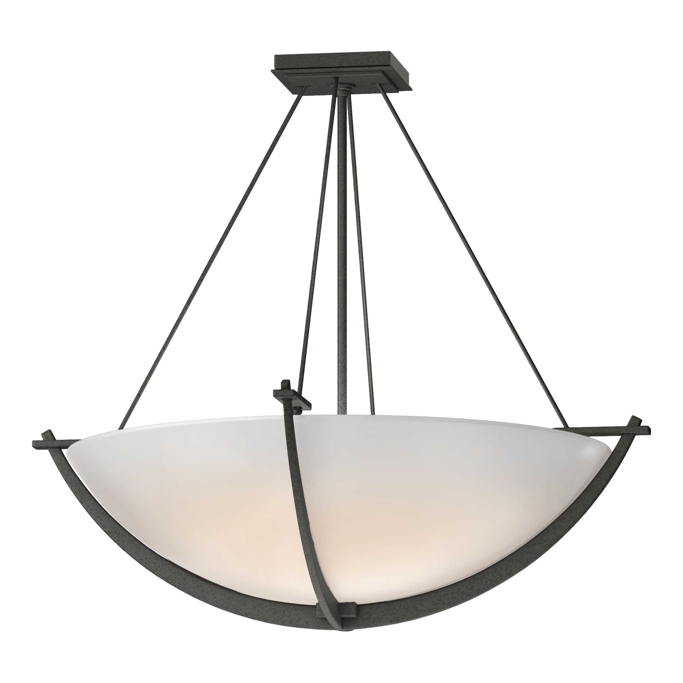 Compass Large Semi-Flush Ceiling Light by Hubbardton Forge, Dimmable, Handcrafted Glass Shade, 3 Bulb E26