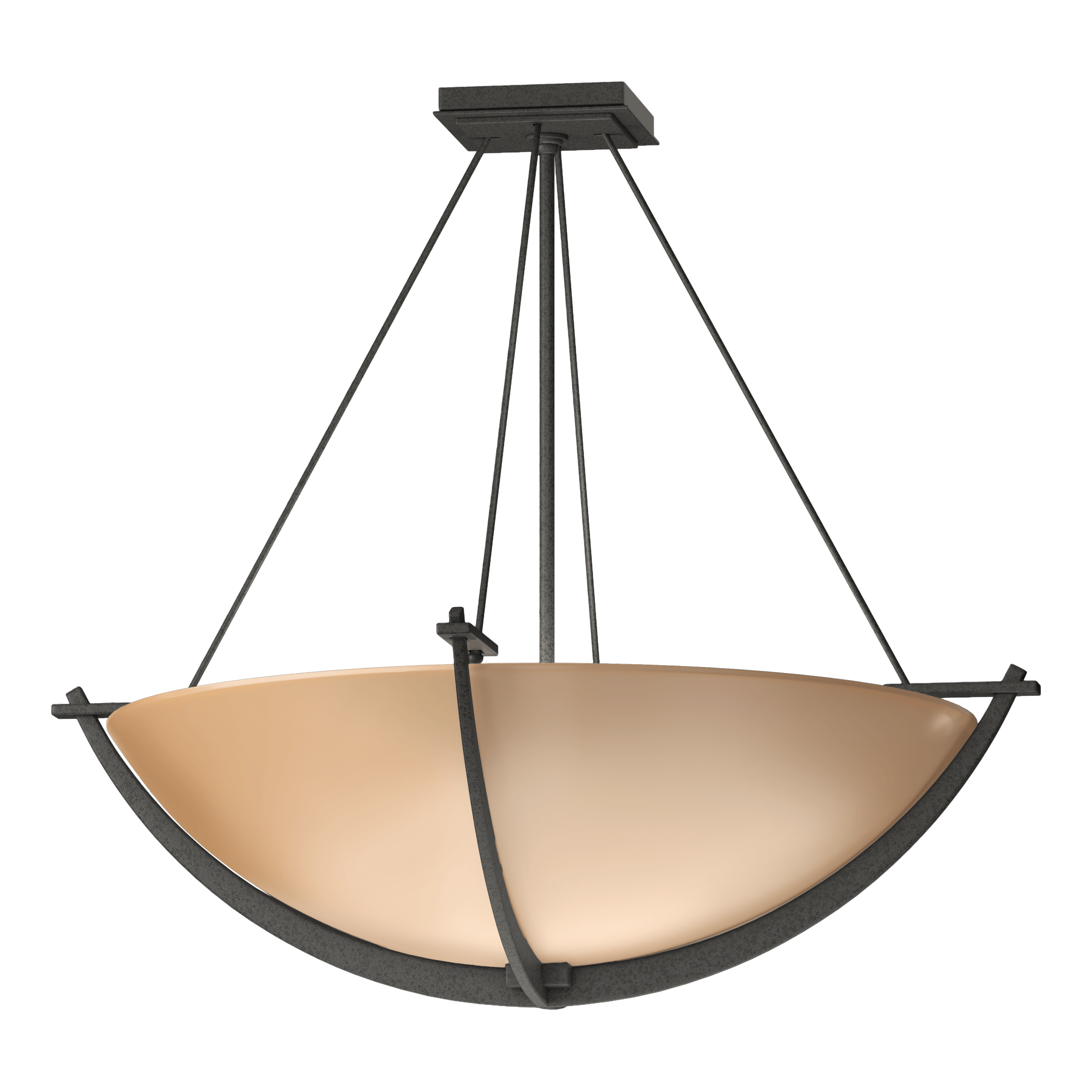 Compass Large Semi-Flush Ceiling Light by Hubbardton Forge, Dimmable, Handcrafted Glass Shade, 3 Bulb E26