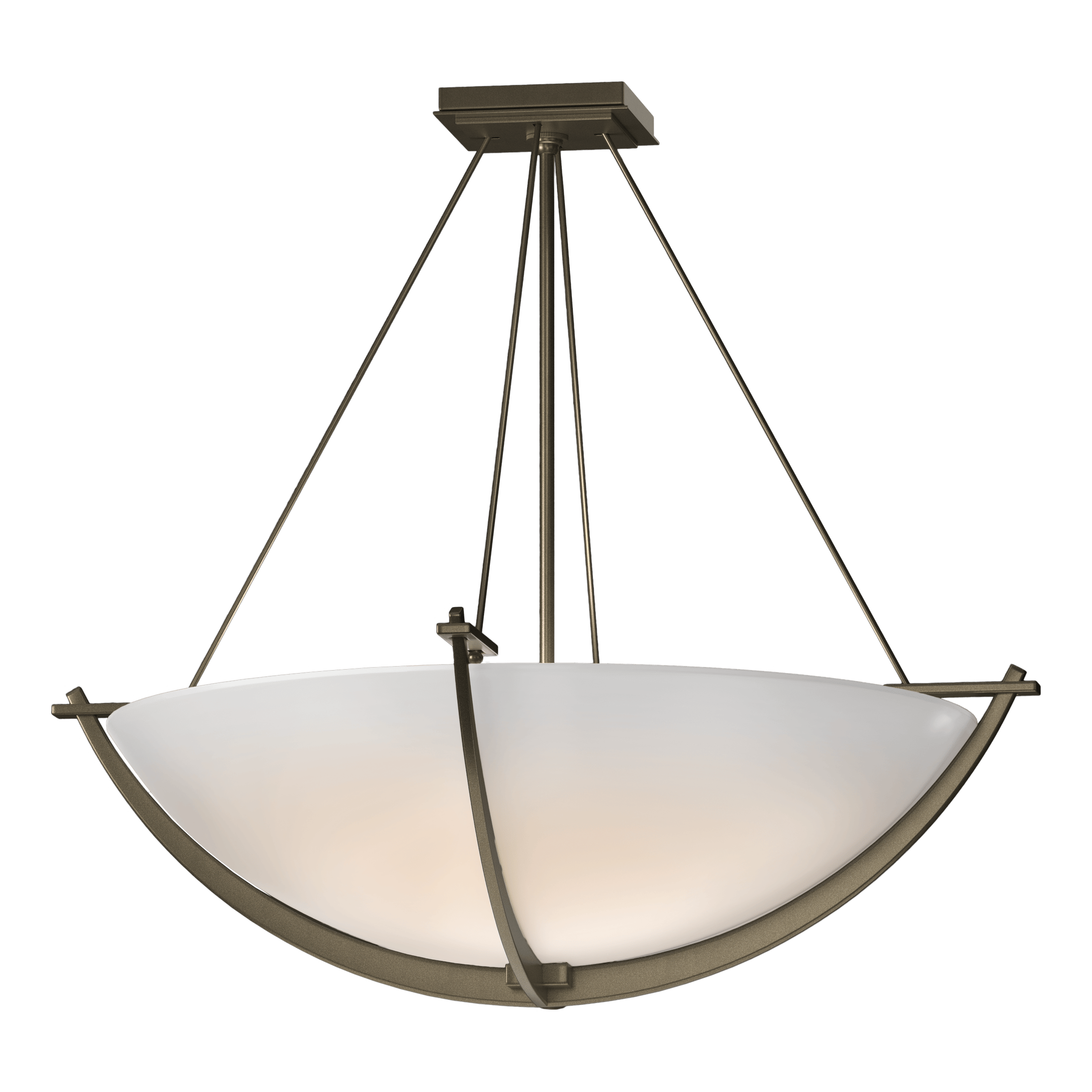 Compass Large Semi-Flush Ceiling Light by Hubbardton Forge, Dimmable, Handcrafted Glass Shade, 3 Bulb E26