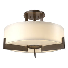 Hubbardton Forge Axis Semi-Flush Light Fixture - 3-Light Steel Design with Opal Glass Shade