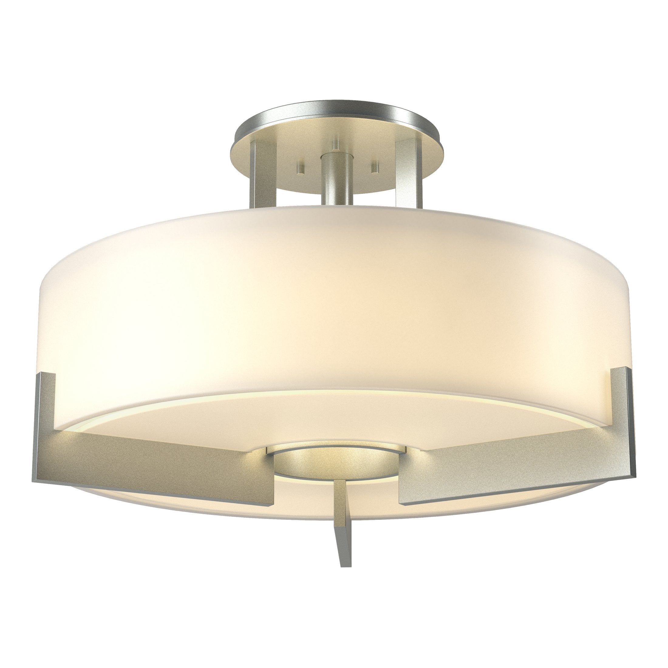 Hubbardton Forge Axis Semi-Flush Light Fixture - 3-Light Steel Design with Opal Glass Shade