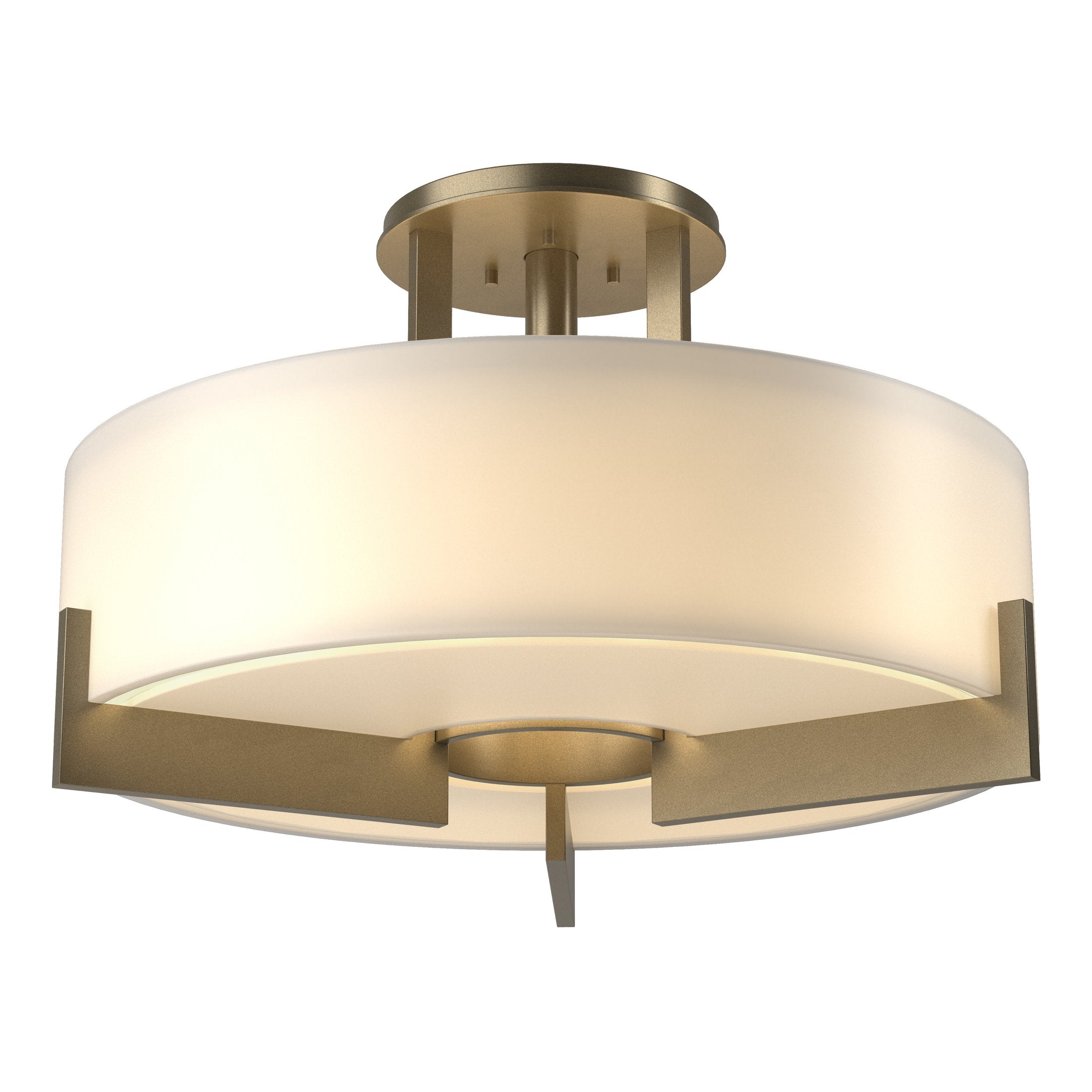 Hubbardton Forge Axis Semi-Flush Light Fixture - 3-Light Steel Design with Opal Glass Shade