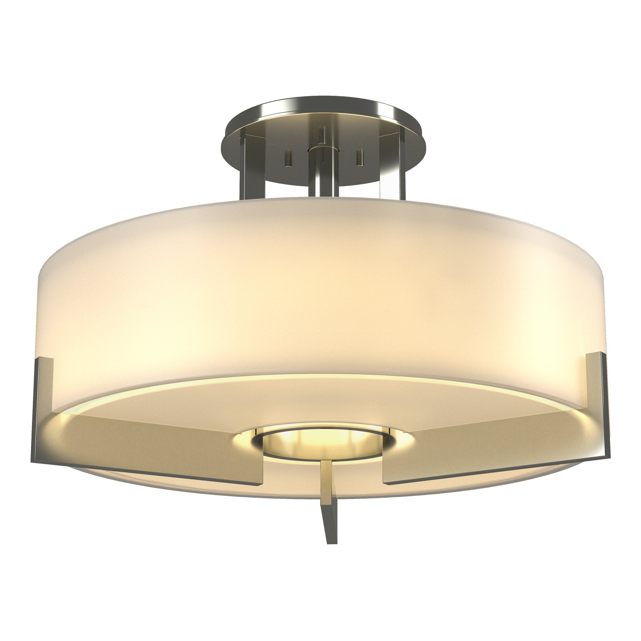 Hubbardton Forge Axis Semi-Flush Light Fixture - 3-Light Steel Design with Opal Glass Shade