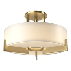 Hubbardton Forge Axis Semi-Flush Light Fixture - 3-Light Steel Design with Opal Glass Shade