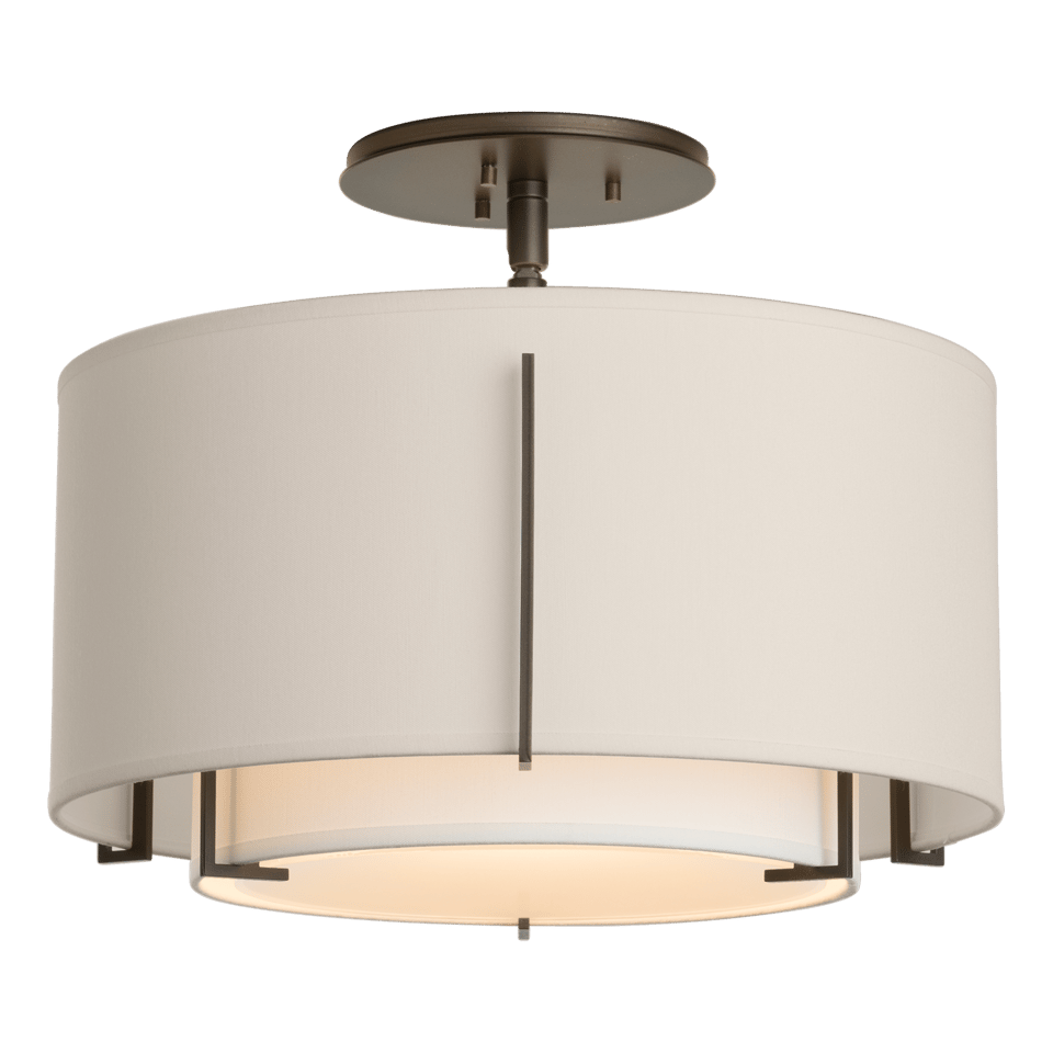 Hubbardton Forge Exos 126501 Small Double Shade Semi-Flush Ceiling Lamp - Elegant Modern Design