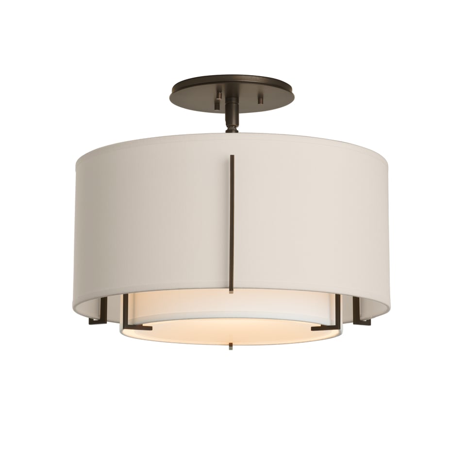 Hubbardton Forge Exos 126501 Small Double Shade Semi-Flush Ceiling Lamp - Elegant Modern Design