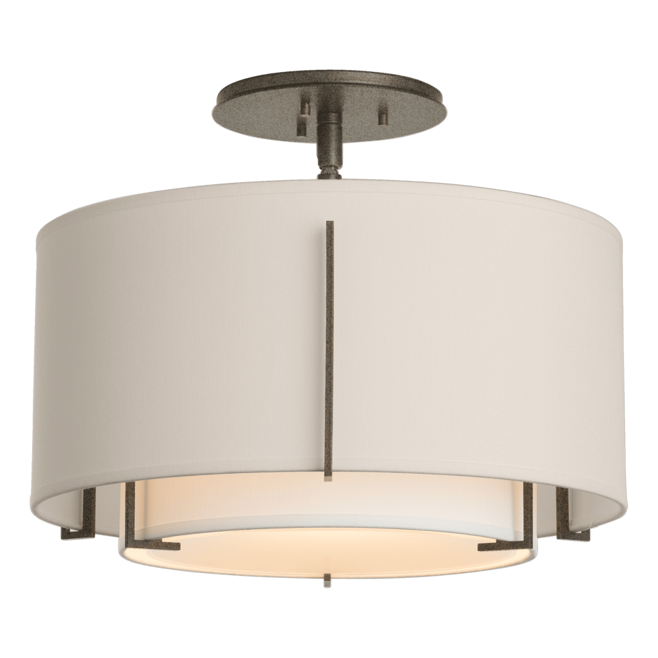 Hubbardton Forge Exos 126501 Small Double Shade Semi-Flush Ceiling Lamp - Elegant Modern Design