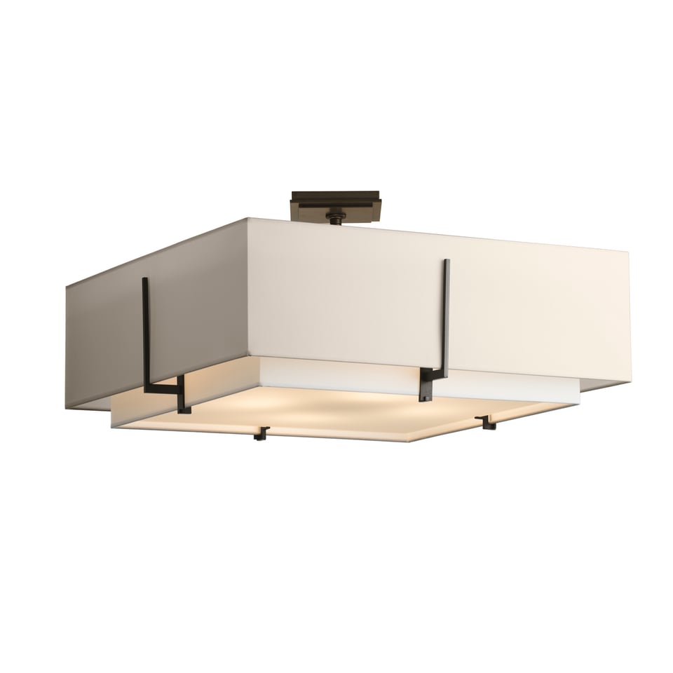 Hubbardton Forge Exos Square Large Double Shade Semi-Flush Light Fixture, 4-Bulb, Multiple Finishes